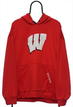 Vintage Wisconsin Badgers NCAA Red Hoodie Mens