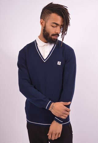 CERRUTI 1881 MENS VINTAGE JUMPER SWEATER MEDIUM NAVY BLUE 90