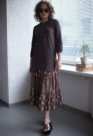 VINTAGE 90'S BROWN COTTON TUNIC