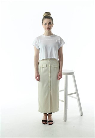 CREAM MAXI SKIRT / BEIGE BUTTON UP SKIRT