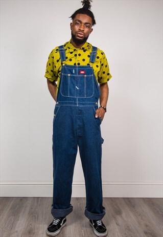 VINTAGE DICKIES DARK BLUE DENIM DUNGAREES