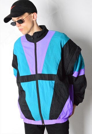 VINTAGE 90S COLOUR BLOCK SHELL JACKET
