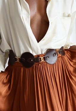 Vintage leather belt, made in France