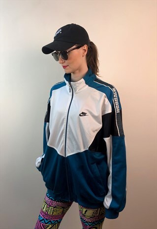 VINTAGE 90S NIKE SWOOSH USA JACKET TENNIS GREEN AQUA AGASSI