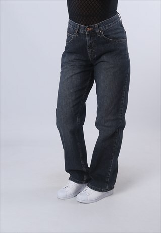 HIGH WAISTED DENIM JEANS STRAIGHT LEG VINTAGE UK 12 (BJAQ)