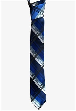Vintage 90s Van Heusen Blue Tartan Print Polyester Tie
