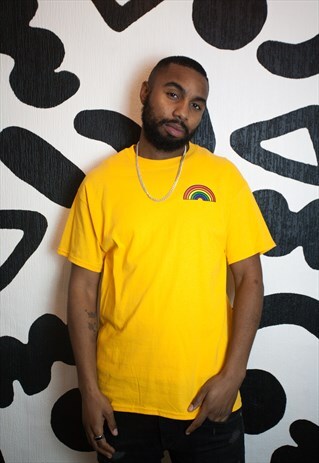 SHORT SLEEVE RAINBOW T-SHIRT IN YELLOW