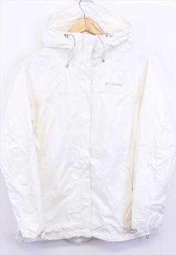 Vintage Columbia Windbreaker Jacket White Hooded Zip Up 90s