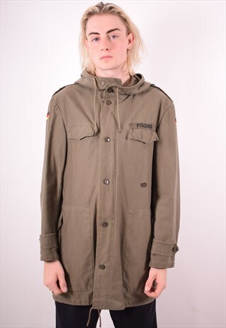 MENS VINTAGE PARKA JACKET MEDIUM KHAKI 90S