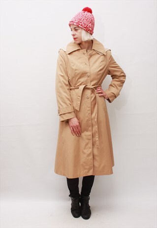 VINTAGE 60'S CLASSIC BEAUTIFUL BEIGE COAT WITH HOOD