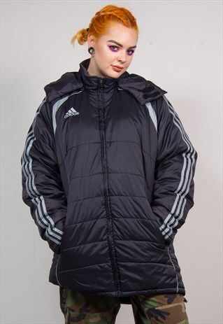 ADIDAS VINTAGE 90'S NAVY BLUE LONG PUFFER COAT