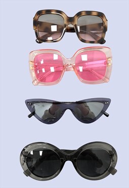 4 x Festival Sunglasses Oversized Pink Rave Cat Eye Oval