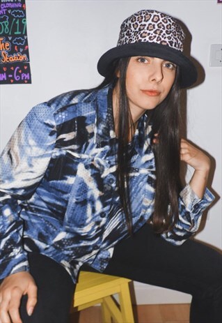 VINTAGE JACKET TOP BLUE CAMO STYLE 80'S 90'S METALLIC