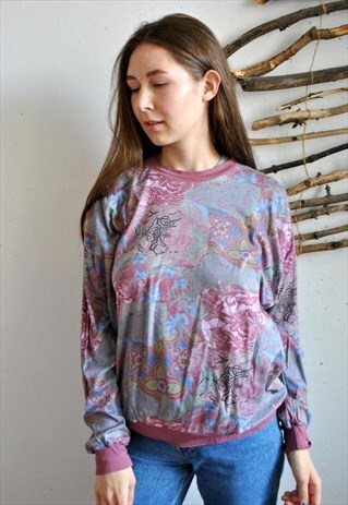 VINTAGE BUTA PRINT BOHO MULTICOLOR SWEATSHIRT