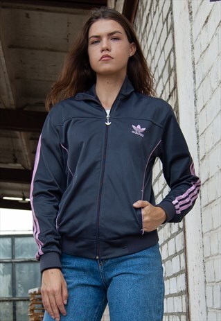 VINTAGE RETRO DARK GREY ADIDAS ORIGINALS SPORTS SHELL JACKET