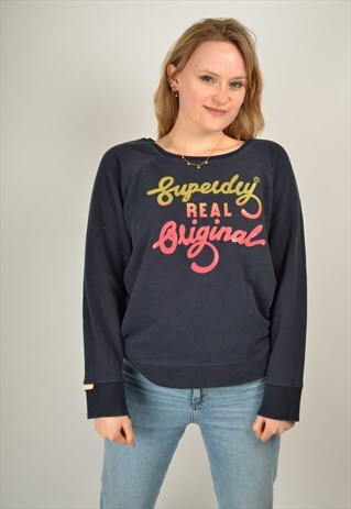 VINTAGE SUPERDRY SWEATSHIRT NAVY BLUE