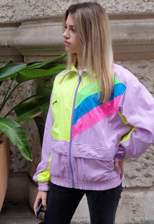 VINTAGE 90'S MULTICOLOR WINDBREAKER FLUO JACKET