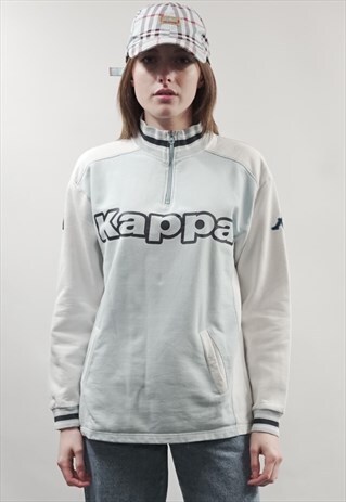 VINTAGE 90'S KAPPA PASTEL COLOUR BLOCK ZIP-UP SWEATER