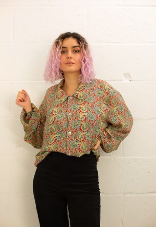 VINTAGE BLUE PAISLEY PRINT BLOUSE