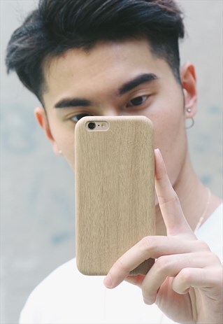 WOOD-LOOK PHONE CASE - BEIGE