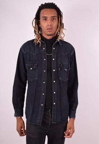 LEVI'S MENS VINTAGE DENIM SHIRT MEDIUM BLACK 90S