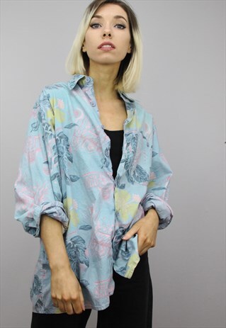 VINTAGE 80S/90S OVERSIZED PATTERNED SHIRT