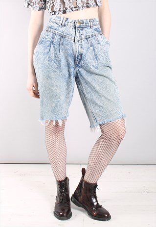 VINTAGE 80S ACID WASH DENIM CUT OFF MOM SHORTS