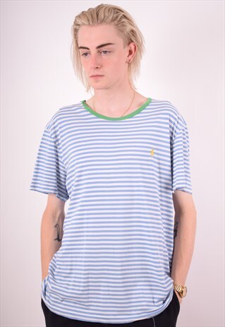 POLO RALPH LAUREN MENS VINTAGE T-SHIRT TOP XL BLUE 90S