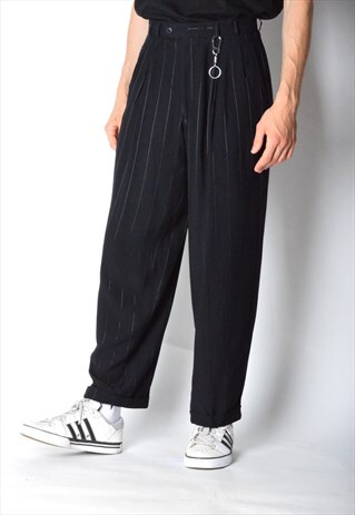 VINTAGE 80S BLACK STRIPED PANTS
