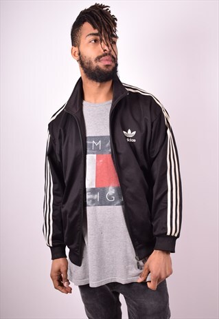 ADIDAS MENS VINTAGE TRACKSUIT TOP JACKET MEDIUM BLACK 90S