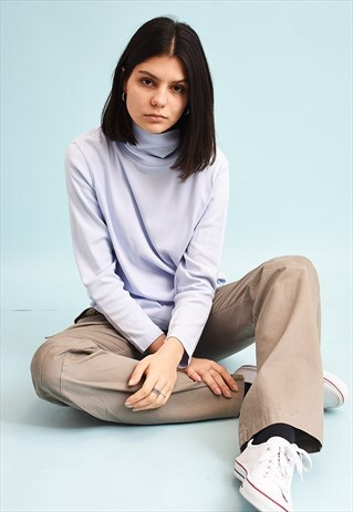 90'S RETRO ATHLEISURE PASTEL LILAC TURTLENECK TOP