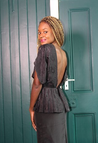 80S GLAM BLACK DRESS WITH OPEN BACK