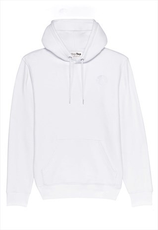 WHITE PULLOVER HOODIE WITH FRONT POCKET