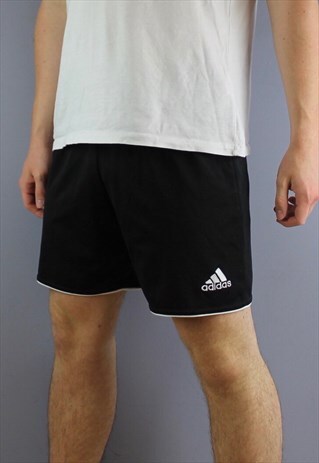 VINTAGE ADIDAS FESTIVAL SHORTS IN BLACK WITH LOGO AND DRAWST
