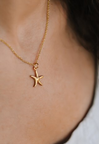 STARFISH NECKLACE GOLD CHAIN PENDANT GIFT FOR HER BEACH SEA