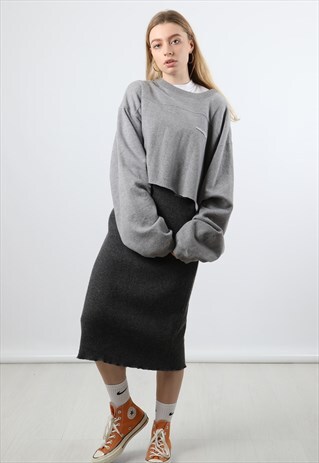 VINTAGE NAUTICA COMPETITION XXL GREY CROP SWEATSHIRT