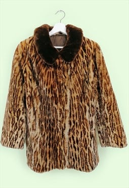 Vintage 80's Faux Fur Coat Animal Print Short Jacket