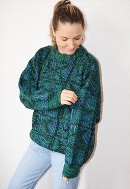 Vintage 80s HUGO BOSS Patterned Knit Jumper Sweatshirt
