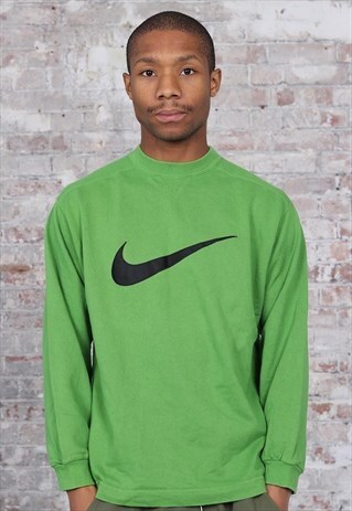 VINTAGE NIKE BIG LOGO SWOOSH SWEATSHIRT GREEN