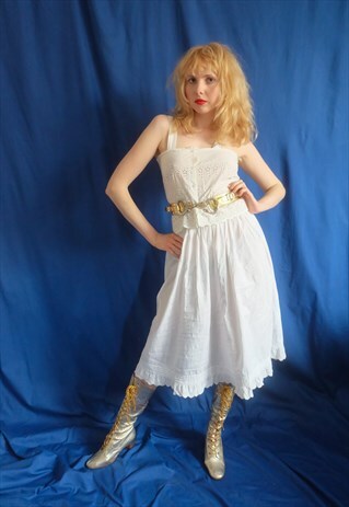 VINTAGE 70S WHITE COTTON MAXI SKIRT