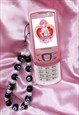 8 ball black and white pearl phone strap charm bead 