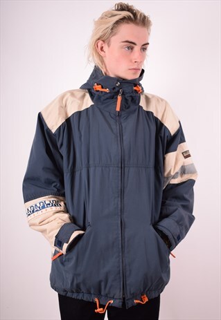 NAPAPIJRI MENS VINTAGE JACKET LARGE BLUE 90S