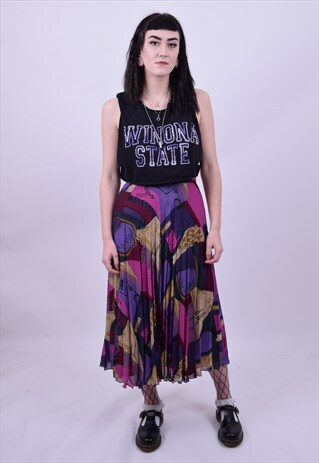 VINTAGE 80'S CRAZY PRINT PLEATED SKIRT SIZE 8 TO 10