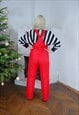 VINTAGE 90'S SKI SUIT WARM TRACKSUIT TROUSERS IN BRIGHT RED