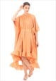 RUFFLE HEM OVERSIZED DRESS WITH BELT IN ORANGE