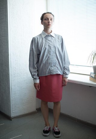 VINTAGE 70'S GREY STRIPED DOUBLE BREASTED SHIRT