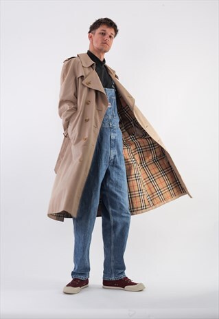 VINTAGE BURBERRYS TRENCH COAT 90S BEIGE DOUBLE BREASTED