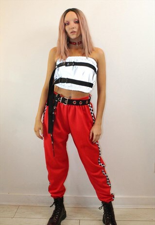 RED RACING STRIPE PANTS