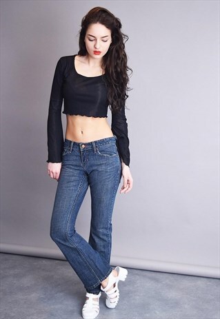 90'S RETRO LOW WAIST STONEWASH DENIM CLASSY MOM'S JEANS