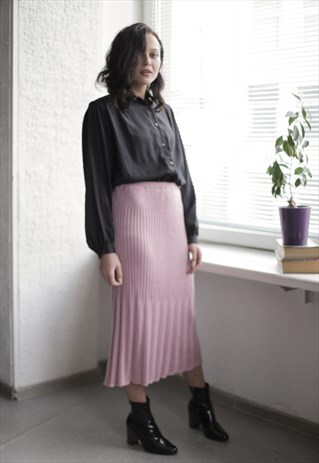VINTAGE 90'S PASTEL LILAC RIBBED MIDI SKIRT